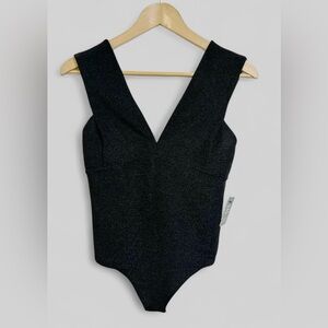 Express Black Glittery Thong Bodysuit Size NWT Small